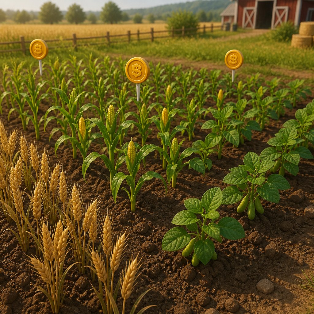 FarmVille 3 crop grid showing wheat