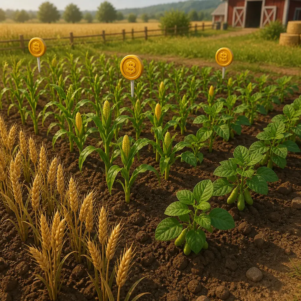 FarmVille 3 crop grid showing wheat