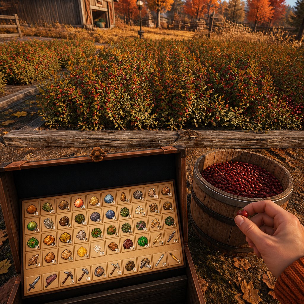 a Stardew Valley farm in late fall day 27 showing a harvest-