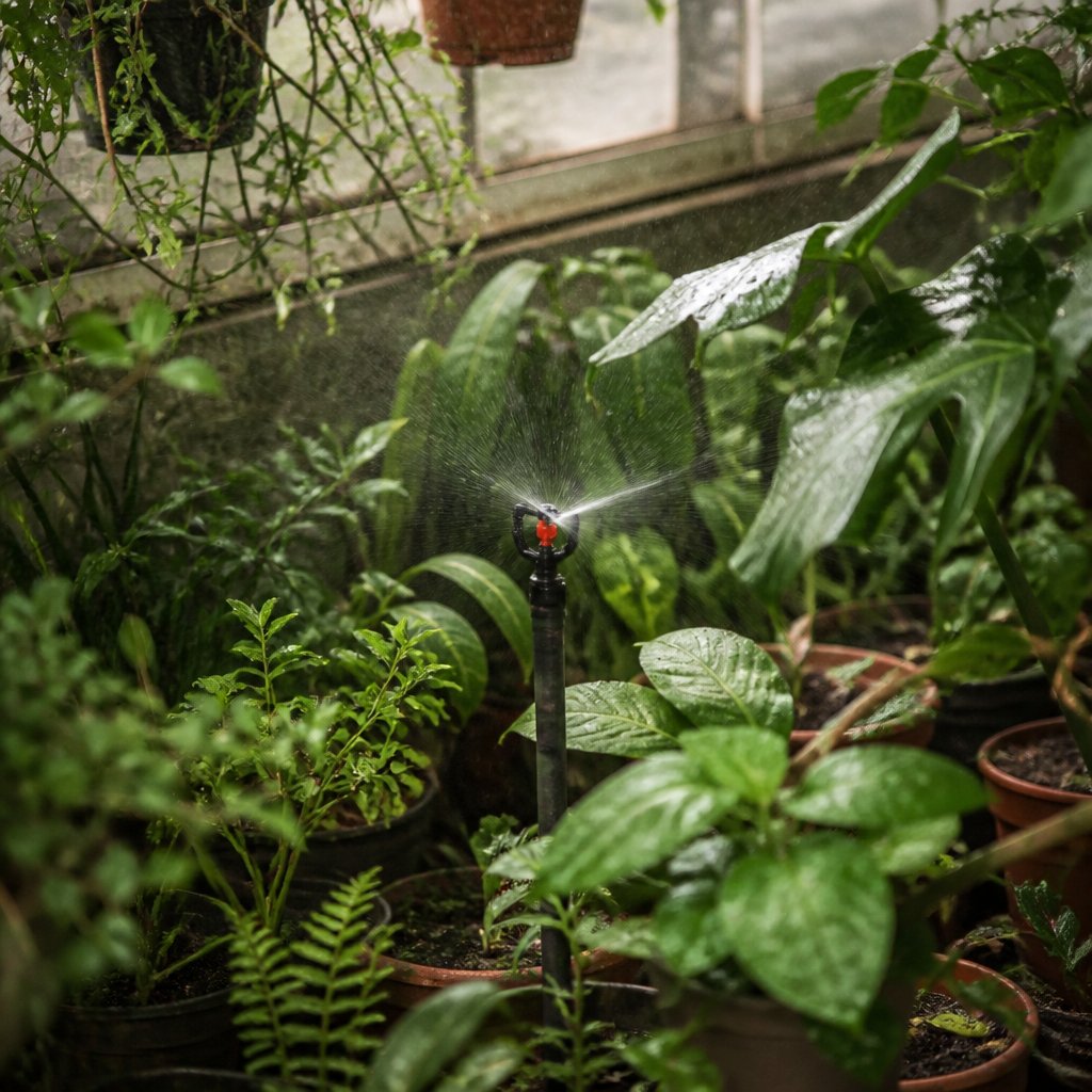 greenhouse corner showing ancient fruit plants packed tightl