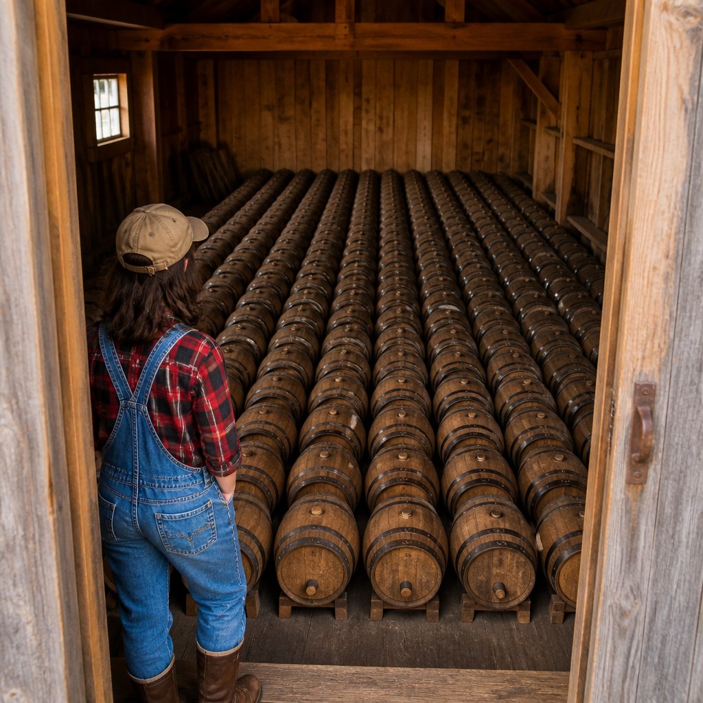 organized Stardew Valley shed layout showing 125 kegs in gri