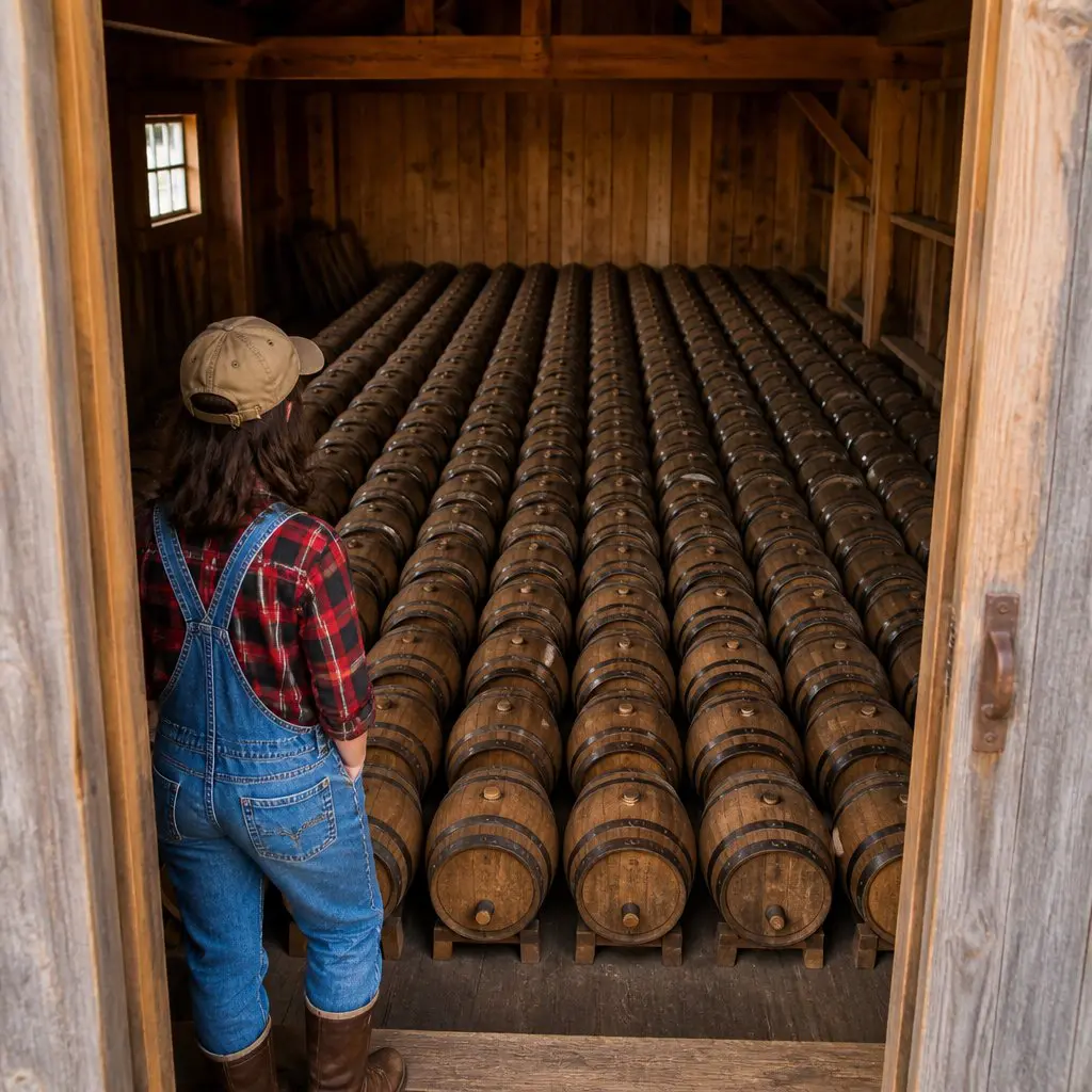 organized Stardew Valley shed layout showing 125 kegs in gri