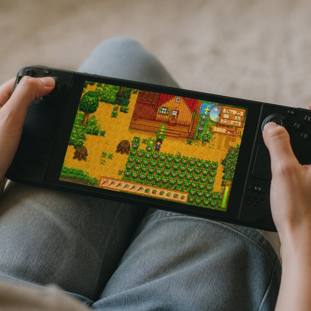 Stardew Valley player character harvesting melons on a brigh