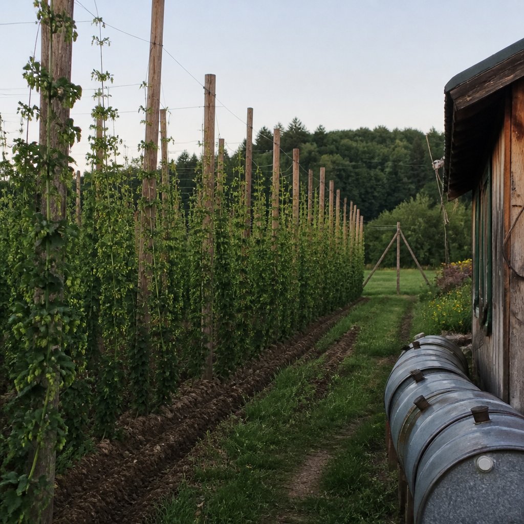 Stardew Valley trellis rows of hops plants filling a large f