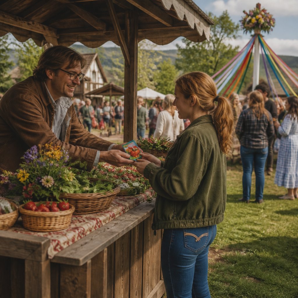Stardew Valley Egg Festival scene with player buying Strawbe