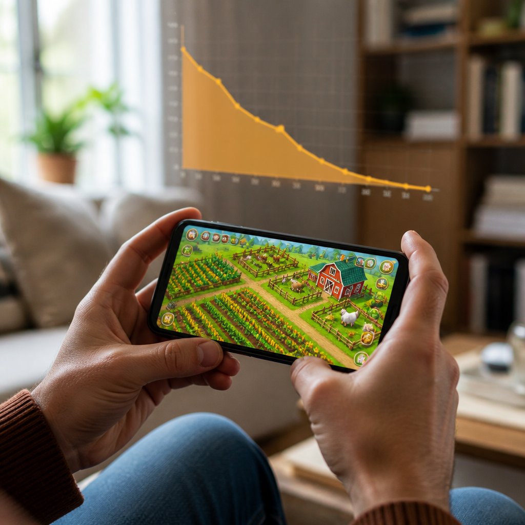 A timeline graphic showing FarmVille monthly active users declining from 83 million peak to near-zero by 2020 A timeline graphic showing FarmVille monthly active users declining from 83 million peak to near-zero by 2020