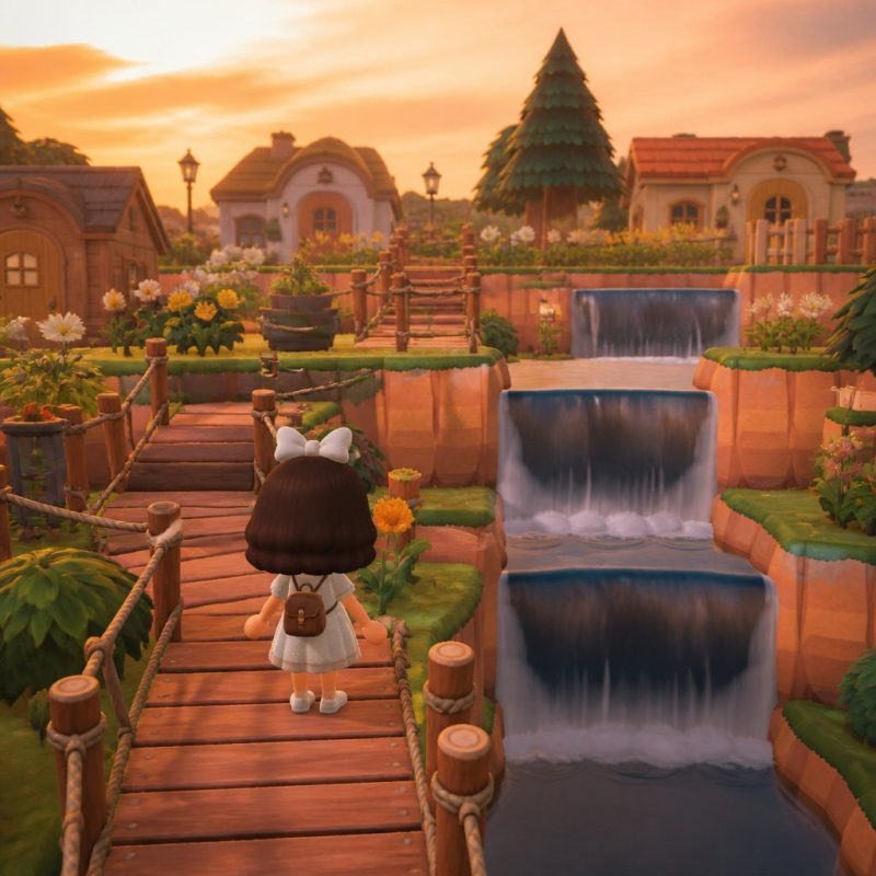 Animal Crossing player character standing on a completed mul