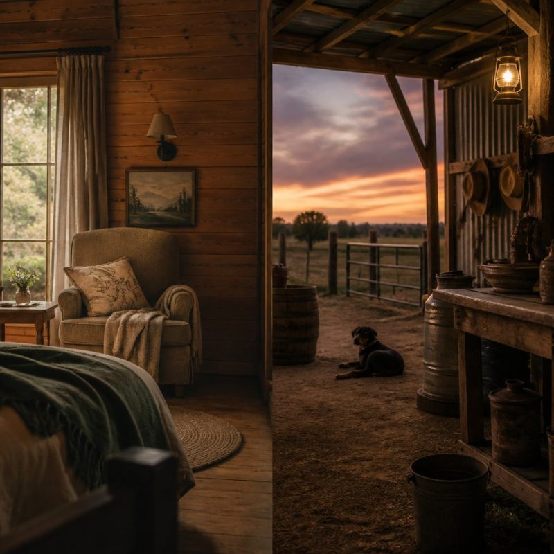 Side-by-side comparison of Bear and Breakfast cozy inn inter