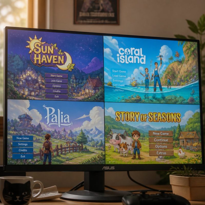 split-screen collage of Sun Haven