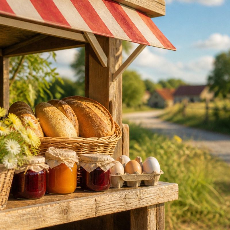 Hay Day farm roadside stand with bread