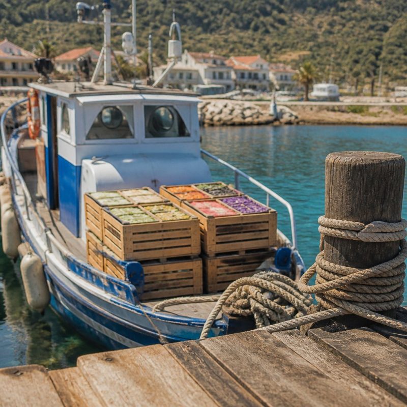 Hay Day dock with a fully loaded boat showing four completed