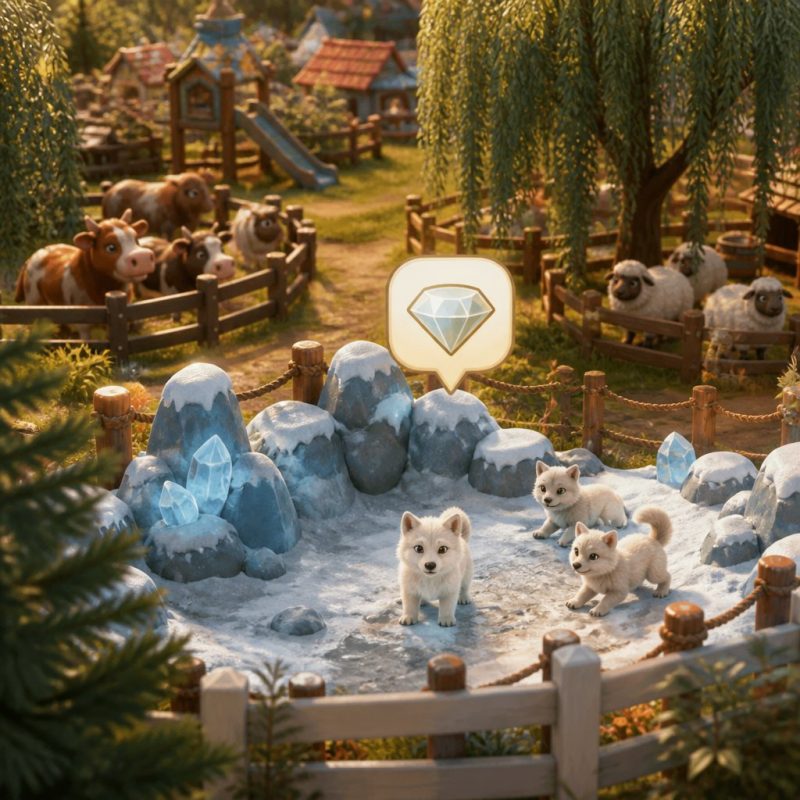 Hay Day sanctuary with multiple leveled animals