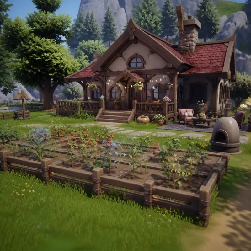 Palia homestead after 10 hours of play showing upgraded hous