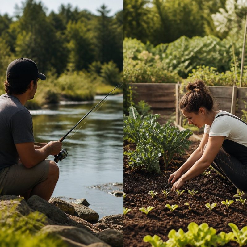 Side-by-side comparison of Palia fishing spot and garden plo