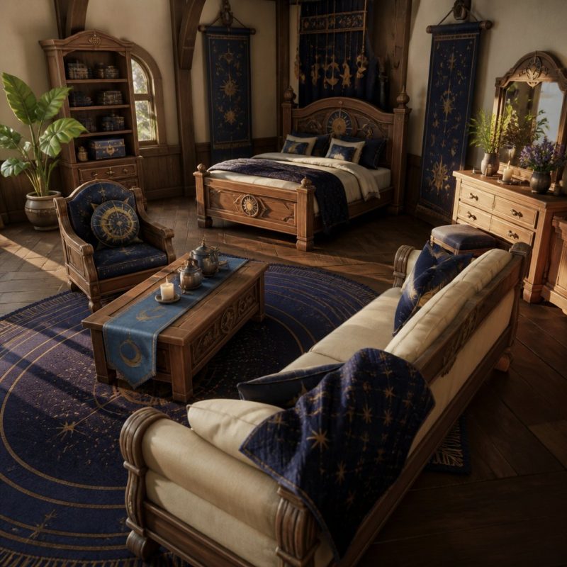 Palia premium furniture set displayed inside a player home i