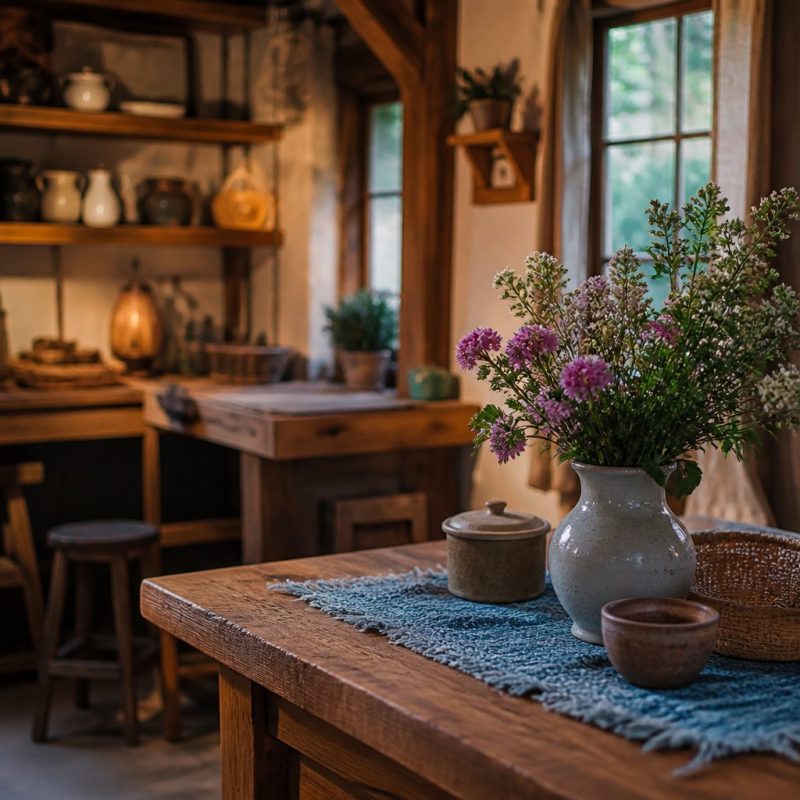 Palia homestead interior with crafted wooden furniture