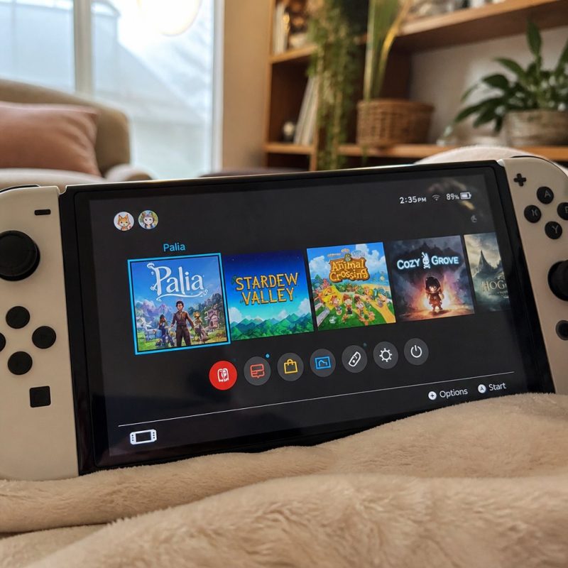 Nintendo Switch console showing Palia's homescreen icon next