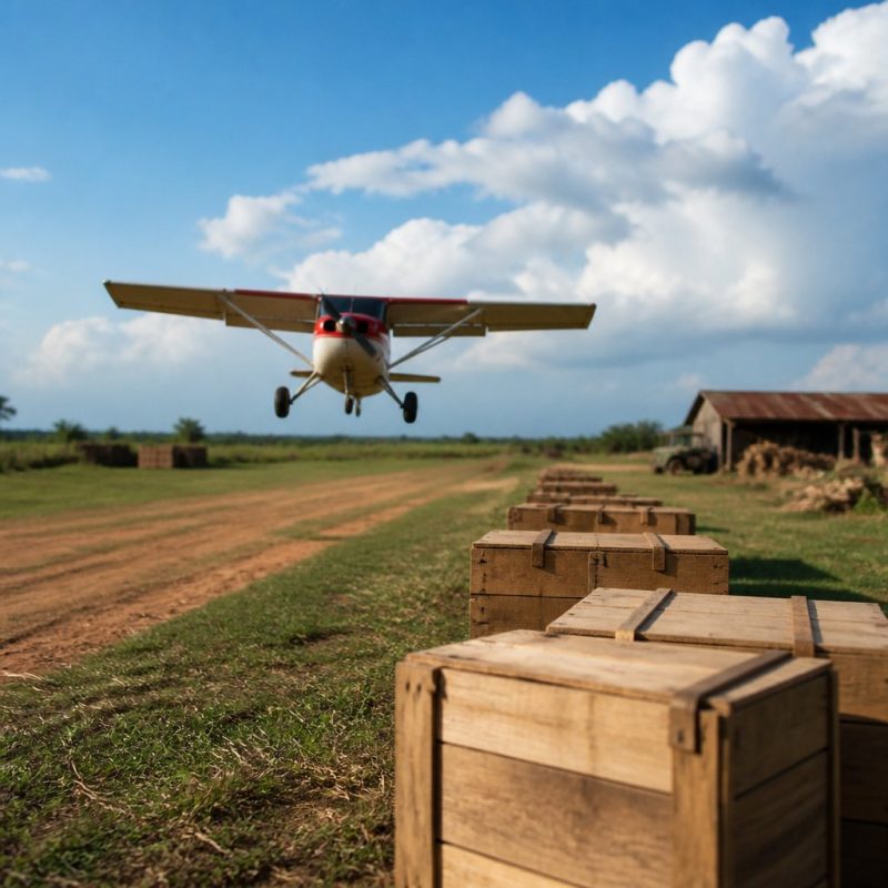 Township mobile game airplane landing on a farm airstrip wit