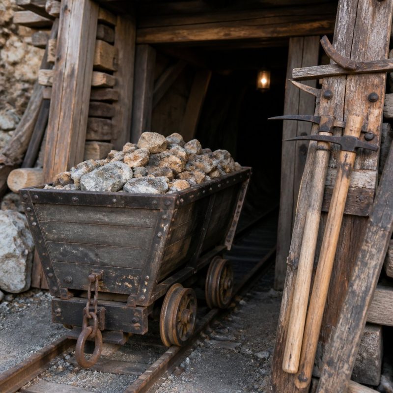 Township mine entrance screen showing a fully loaded mine ca