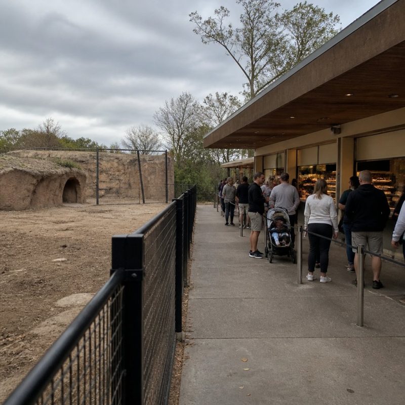 Township Zoo screen showing empty animal enclosures beside a