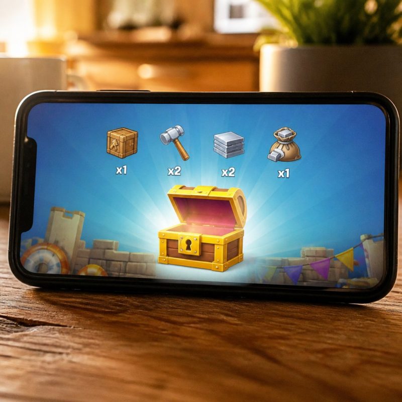 Township Regatta chest opening screen showing Gold Chest rew